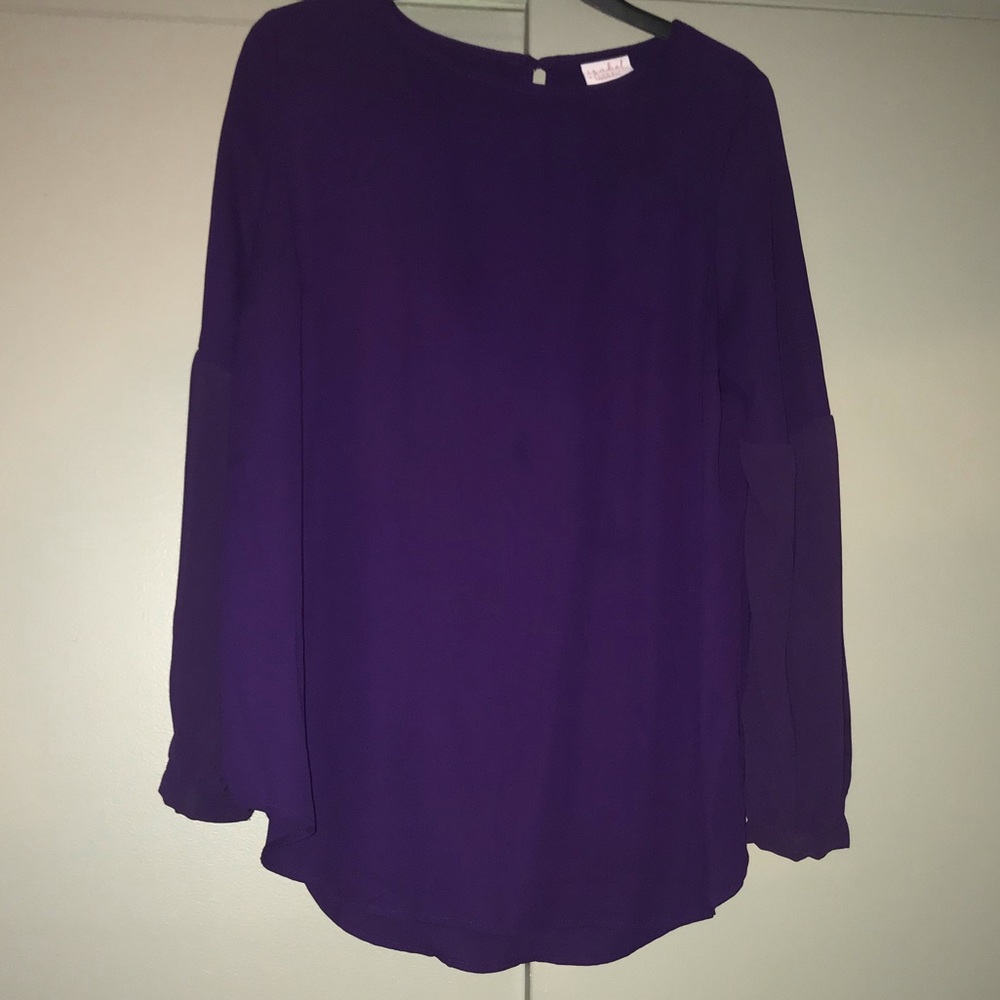 Purple size medium sheer long sleeve blouse